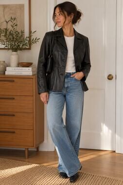 Leather Limited Black Genuine Leather Blazer Jacket 90s Minimalist ✨